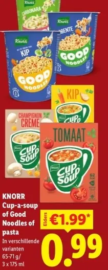 Aanbieding: Cup-a-soup of Good Noodles of pasta