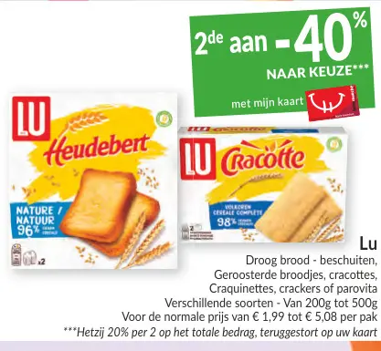 Promotie: Droog brood, Geroosterde broodjes, Cracottes, Craquinettes of Crackers