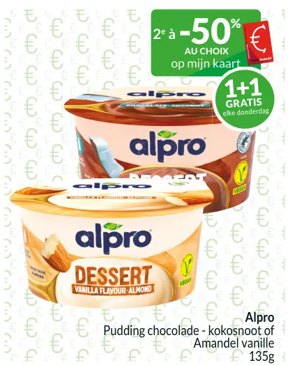Promotie: Pudding chocolade - kokosnoot of Amandel vanille