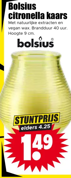 Aanbieding: Bolsius citronella kaars