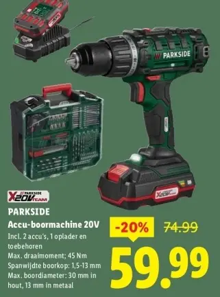 Aanbieding: Accu-boormachine 20V