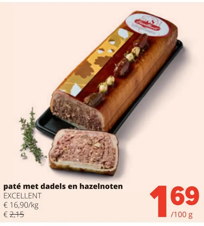 Aanbieding: paté met dadels en hazelnoten