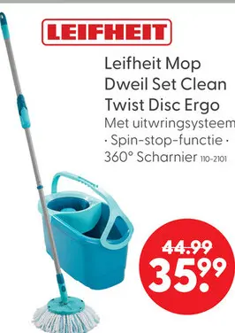 Aanbieding: Leifheit Mop Dweil Set Clean Twist Disc Ergo  Compleet