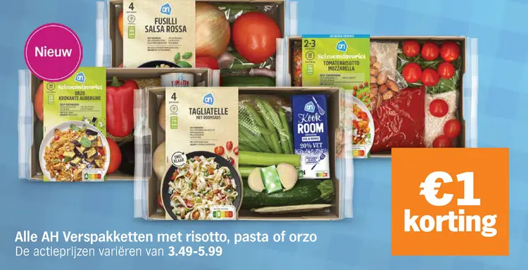 Aanbieding: AH Verspakketten met risotto, pasta of orzo