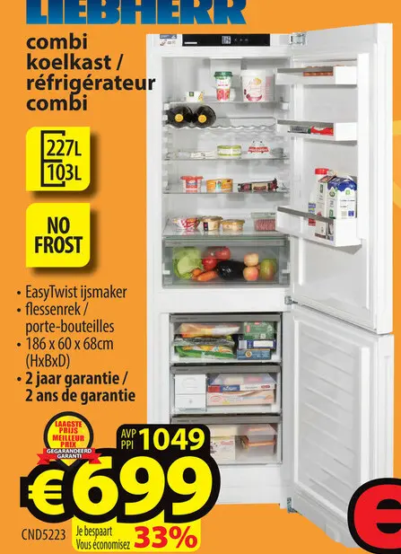 Promotie: combi koelkast / réfrigérateur combi