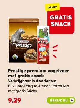 Aanbieding: Prestige premium vogelvoer met gratis snack