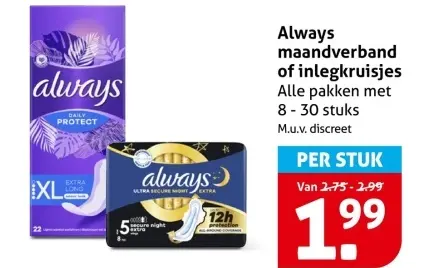 Aanbieding: Maandverband of inlegkruisjes