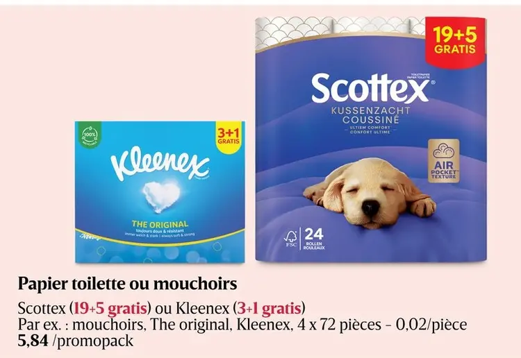 Offre: Papier toilette ou mouchoirs