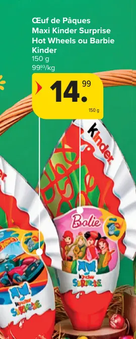 Offre: Œuf de Pâques Maxi Kinder Surprise Hot Wheels