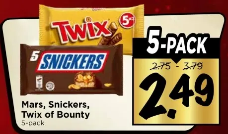 Aanbieding: Mars, Snickers, Twix of Bounty