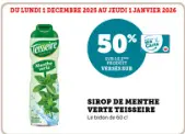 Offre: Sirop de menthe verte