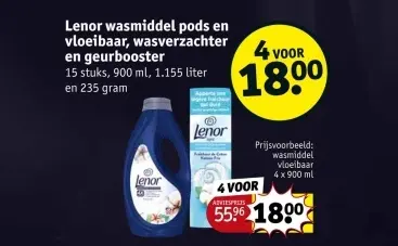 Aanbieding: Lenor wasmiddel pods en vloeibaar, wasverzachter en geurbooster