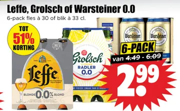 Aanbieding: Leffe, Grolsch of Warsteiner 0.0