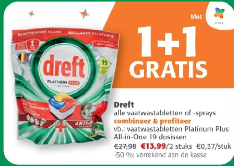 Promotie: Dreft vaatwastabletten Platinum Plus All-in-O