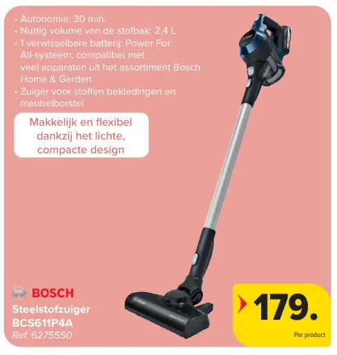 Promotie: Steelstofzuiger BCS611P4A