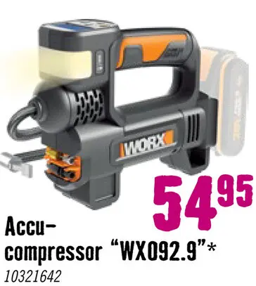 Aanbieding: Accu compressor WX092.9 (zonder accu)