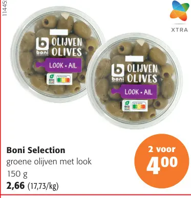 Promotie: Groene olijven met look