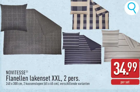 Promotie: Flanellen lakenset XXL, 2 pers.