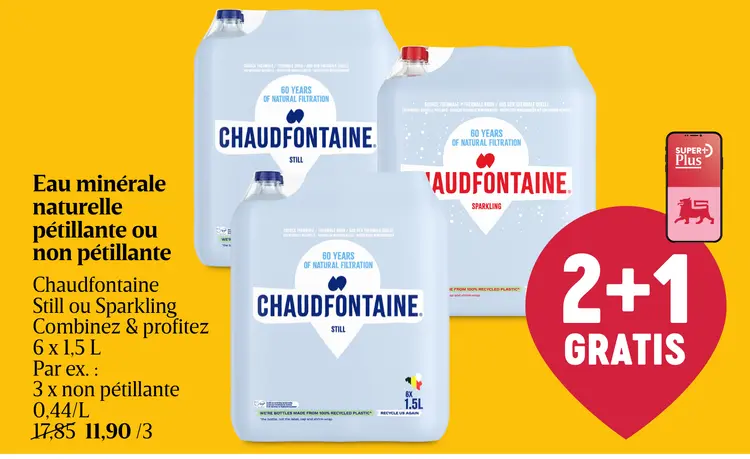 Offre: Eau minérale naturelle pétillante ou non pétillante