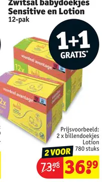 Aanbieding: Zwitsal babydoekjes Sensitive en Lotion