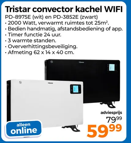 Aanbieding: Tristar convector kachel WIFI