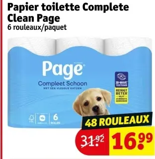 Offre: Papier toilette Complete Clean Page