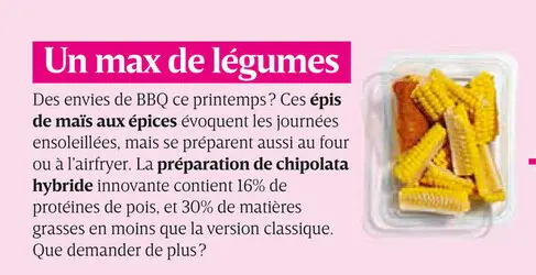 Offre: Épis de maïs aux épices et chipolata hybride
