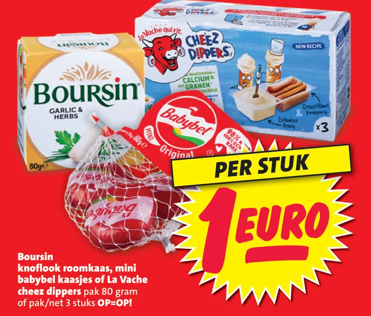 Aanbieding: Knoflook roomkaas, mini babybel kaasjes of La Vache cheez dippers