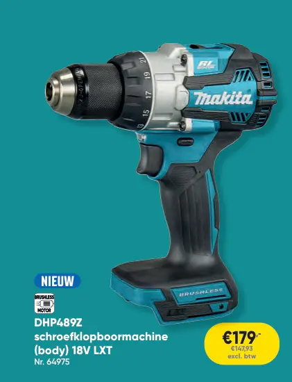 Aanbieding: DHP489Z schroefklopboormachine