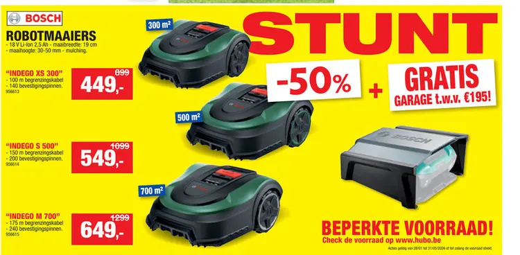 Promotie: Bosch Indego XS 300 robotmaaier 18V Li-Ion 300m² + accessoires