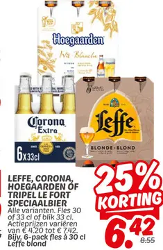 Aanbieding: Leffe, Corona, Hoegaarden of Tripel Le Fort speciaalbier