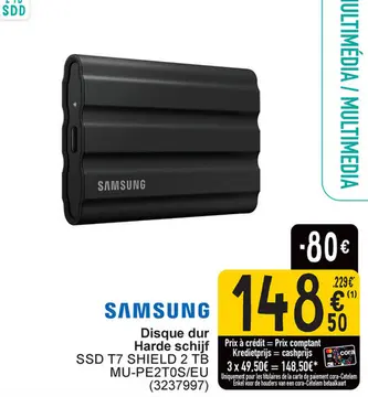 Aanbieding: Disque dur Harde schijf SSD T7 SHIELD 2 TB