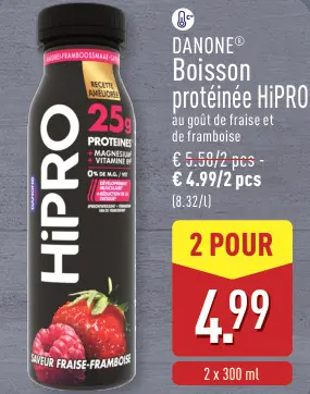 Offre: Boisson protéinée HiPRO au goût de fraise et framboise