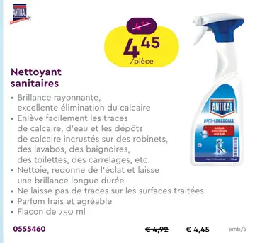 Offre: Nettoyant sanitaires
