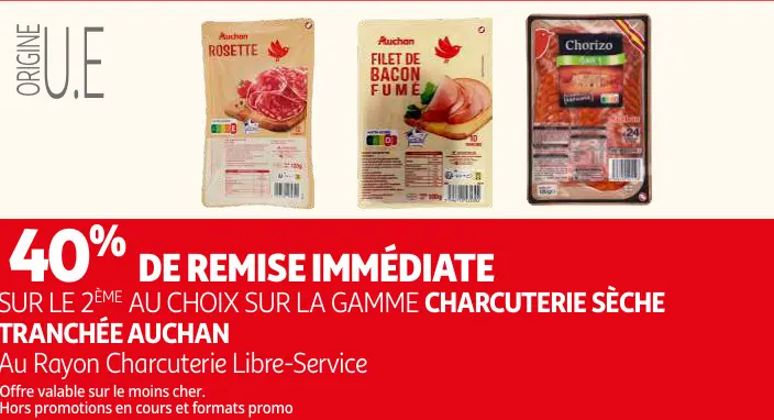 Promotie: La gamme charcuterie sèche tranchée Auchan