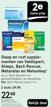 Aanbieding: Slaap en rust supplementen van Valdispert, Shiepz, Bach Rescue, Metarelax en Metasleep
