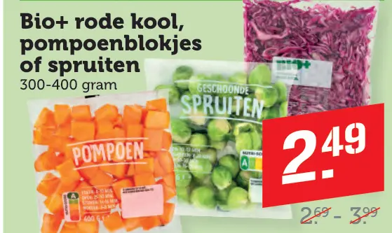 Aanbieding: Rode kool, pompoenblokjes of spruiten