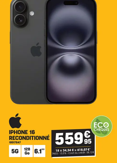 Offre: Iphone 16 reconditionné