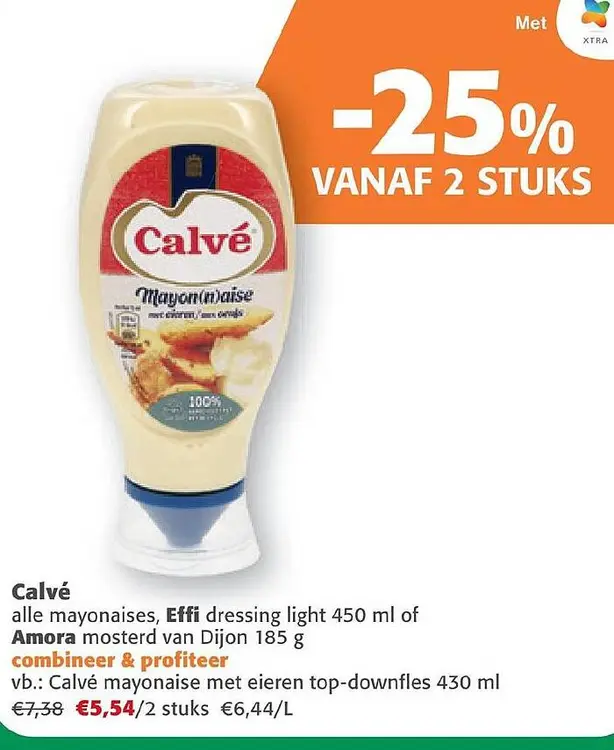 Promotie: Calvé mayonaise met eieren top-downfles