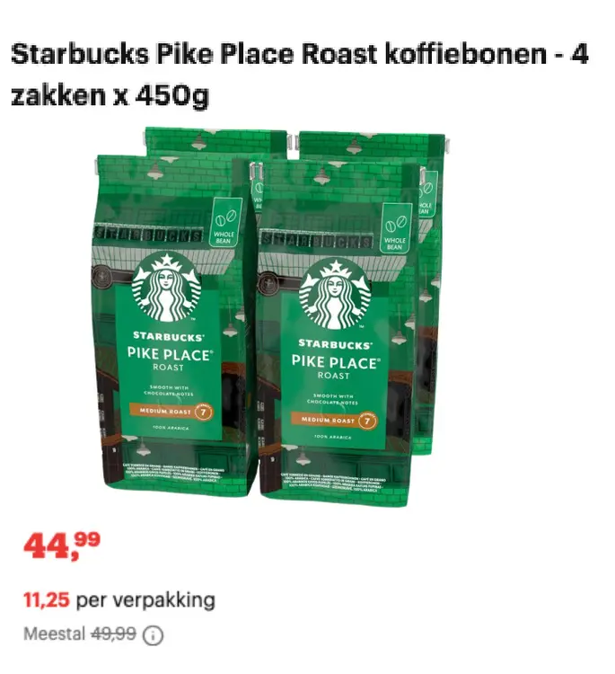 Aanbieding: Starbucks Pike Place Roast koffiebonen