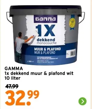 Aanbieding: 1x dekkend muur & plafond wit