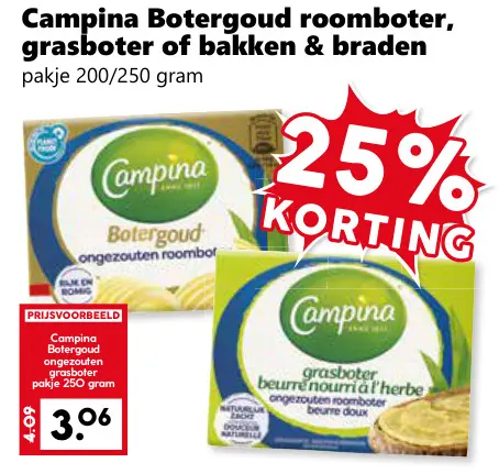 Aanbieding: Botergoud roomboter, grasboter of bakken & braden