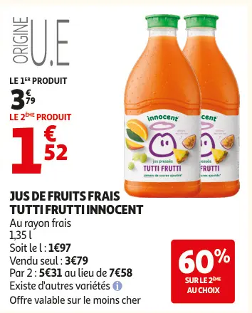 Promotie: Jus de fruits frais tutti frutti