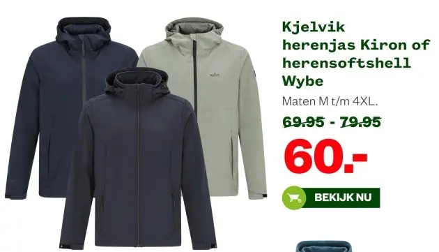 Aanbieding: Kjelvik herenjas Kiron of herensoftshell