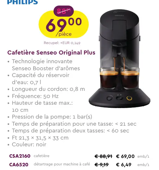 Offre: Cafetière Senseo Original Plus