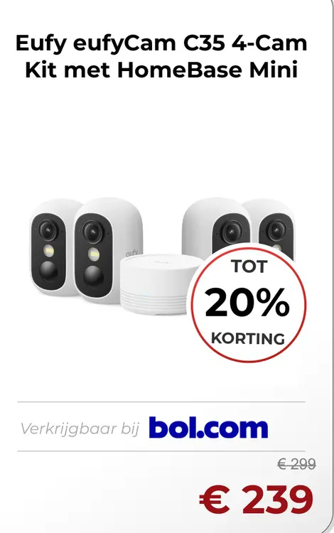 Aanbieding: eufyCam C35 4-Cam Kit met HomeBase Mini