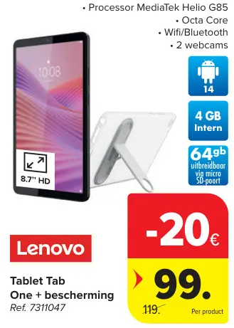 Promotie: Tablet Tab One + bescherming