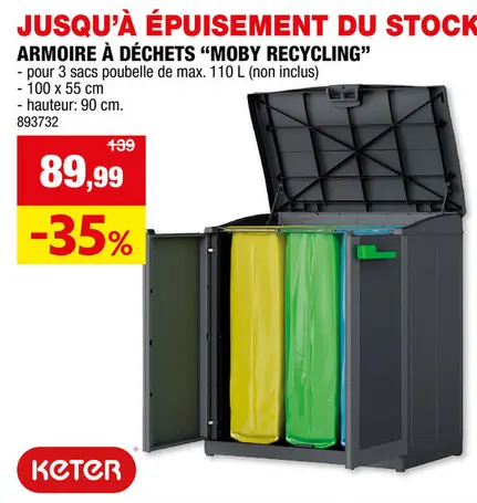 Offre: Keter Moby Recycling armoire de rangement 100x90x55 cm