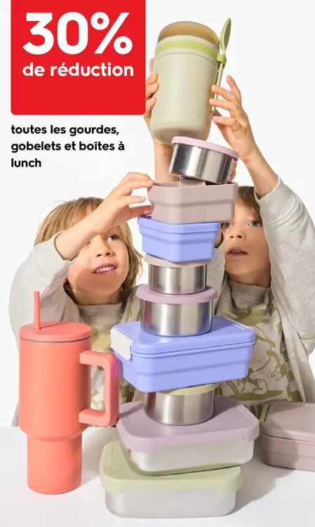 Offre: gourdes, gobelets et boîtes à lunch