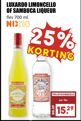 Aanbieding: Limoncello of sambuca liqueur